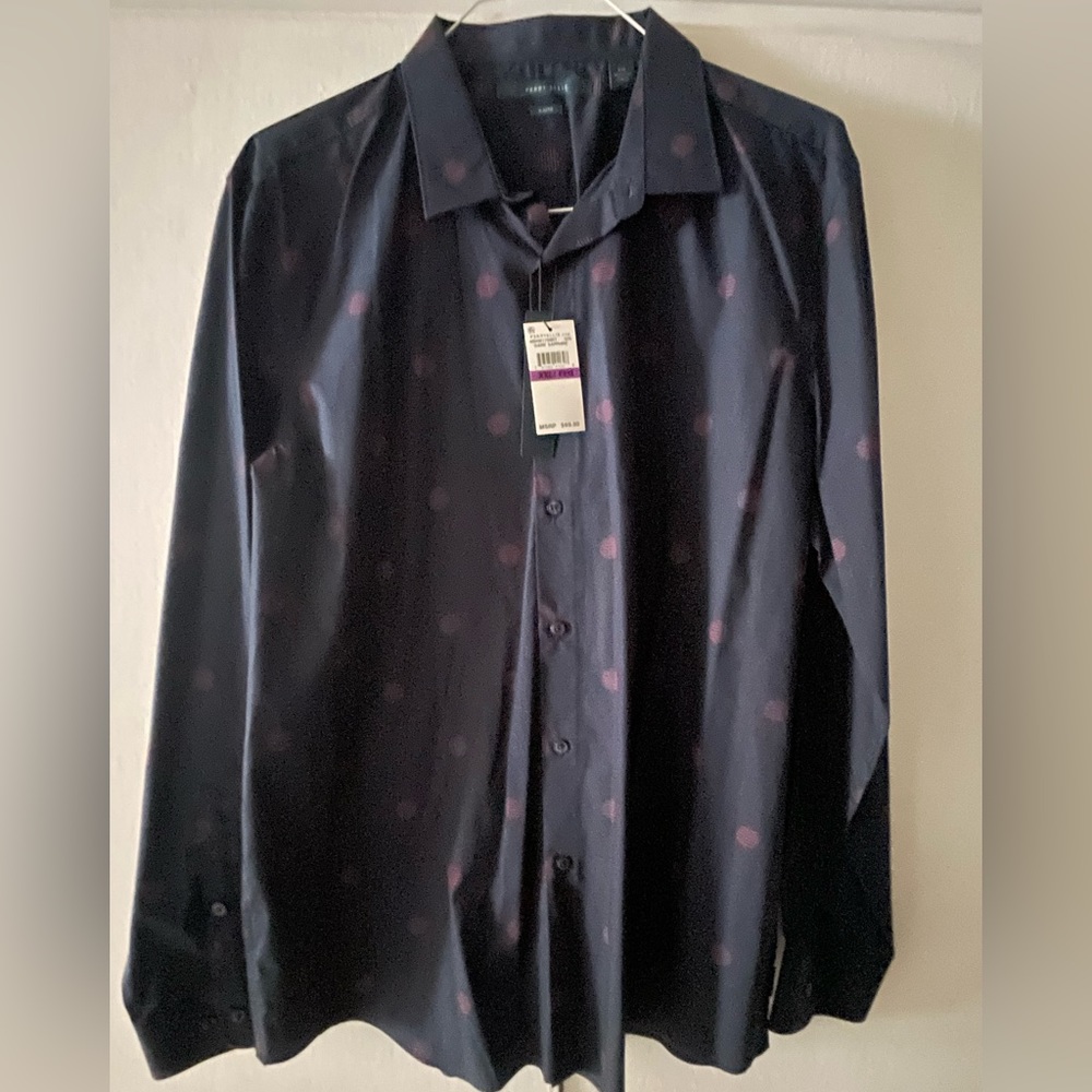 NWT Perry Ellis Navy Blue long sleeve dress shirt size XXL